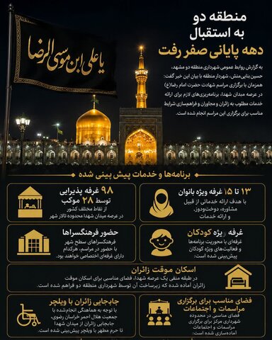برنامه های شهرداری منطقه دو مشهد برای دهه پایانی ماه صفر 
