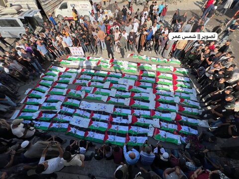 تشییع ۱۰۰ پیکر شهید فلسطینی در غزه؛ ۷۰ کودک در میان قربانیان