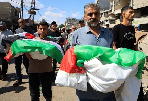 عکس | تشییع ۱۰۰ فلسطینی در غزه