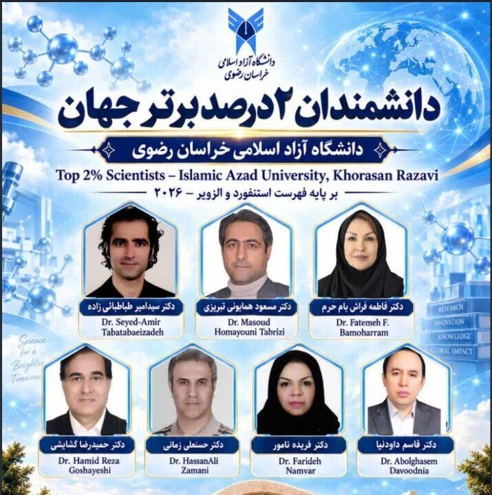 حضور هفت عضو هیات علمی دانشگاه آزاد خراسان رضوی در میان دانشمندان دو درصد جهان