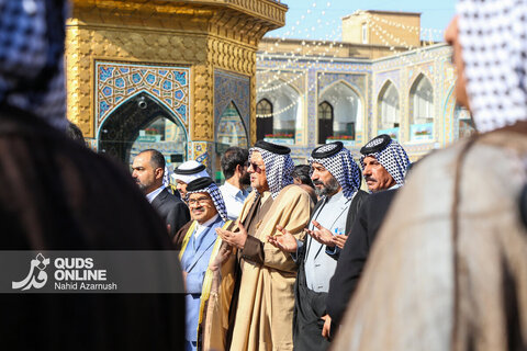 گزارش تصویری | ادای احترام شیوخ و رؤسای عشایر عراق به رهبر شهید